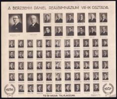 1936 A Berzsenyi Dániel Reálgimnázium VIII. osztályának tablófotója, 16,5×19,5 cm
