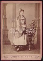 cca 1880 Incze Béláné Kabinetfotó Gondy és Egely műterméből Debrecen 11x17 cm