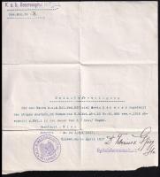 1917 Újpest, katonai kórházi papír bélyegzésekkel