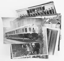 cca 1940-1960 20 db vegyes érdekes fotó: Ganz sínautóbusz, szocreál sajtófotó stb