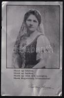 1925 Papp-Váry Elemérné Sziklay Szeréna (1881-1923): A magyar Hiszekegy szerzője képével ellátott fém kártya, rajta az ima szövegével,10x14 cm