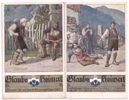 5 db RÉGI motívum képeslap: művészlapok / 5 pre-1945 motive postcards: art postcards (Glaube und Hei...