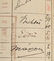 1909-1914 báró Eötvös Loránd (1848-1919) fizikus három autográf aláírása Kaposi Ferenc orvostanhallg...