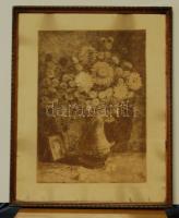 5 db klf nyomat: Scultéty Éva, Mende Gusztáv, Pataky Á. és 2 jelzés nélküli. Szignált linómetszetek, rézkarcok