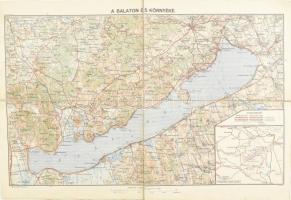cca 1930 Balaton és környéke térkép vászonra kasírozva 46x31 cm
