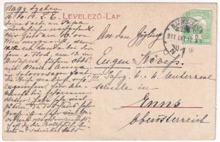 1911 Nagyszeben, Hermannstadt, Sibiu; Totalansicht / Orasul intreg / látkép, zsákokkal megrakott lov...