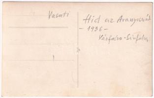 1936 Aranyos, Aries; Vasúti híd építés közben az Aranyos folyó felett a Várfalva-Szinfalva vasúti vo...