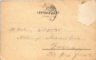 1907 Budapest I. Forgó Károly-féle Várkerti Kioszk, kerthelyiség vendégekkel és pincérekkel (Rb)