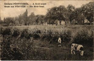 1911 Pöstyén, Piestany; A fürdősziget. Gipsz H. kiadása / Die Bade-Insel / spa (Rb)