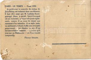 1933 Szentgyörgyi László hegedűművész portréja és aláírása (EM)