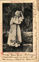 1903 Bosác, Bosáca (Trencsén); Dievca v Bosaci (Trencín). Slovenské kroje / Szlovák népviselet. P. Sochán kiadása / Slovak folklore (EK)