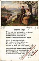 1917 Gold'ne Tage / WWI German military art postcard, romantic couple s: W. Ebbinghaus + "K.u.K. ET. MAG. d.H.g. Kmdos Branzoll" (szakadás / tear)