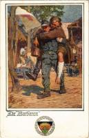 1916 "Die Barbaren" / WWI Austro-Hungarian K.u.K. military art postcard, medic with injured enemy soldier. Deutscher Schulverein Karte Nr. 867. s: K. F. Gsur (EK)