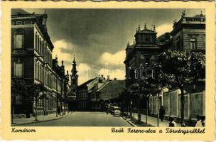 Komárom, Komárno; Deák Ferenc utca, Törvényszék / street view, court, automobiles