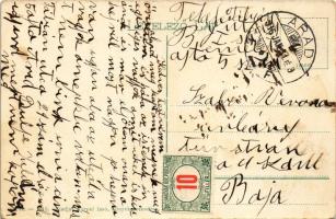 1916 Arad, Andrássy tér. Kerpel Izsó kiadása / square + portóbélyeg (EK)