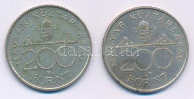 1993. 200Ft Ag "MNB" (2x) T:XF patina Adamo F13