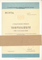 Budapest 1988. Országos Kereskedelmi Hitelbank Rt. vagyonjegye 10.000Ft-ról, MINTA felülbélyegzéssel, II. sorszámmal T:UNC