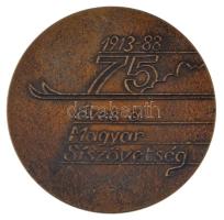 1988. 75 éves a Magyar Síszövetség 1913-88 egyoldalas, öntött sport emlékérem, hátlapon gravírozva Kőváry Károlyné (66mm) T:AU