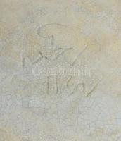 Gorka Géza - Art deco dísztál. Korongozott és kézzel formált cserép. Többrétegű, csontszín és szürke...