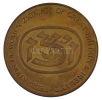 Nagy-Britannia 1987. WIZO (Nők Nemzetközi Cionista Szervezete) kétoldalas fém emlékérem eredeti, erősen sérült tokban (38mm) T:UNC (eredetileg PP) patina United Kingdom 1987. WIZO (Womens International Zionist Organization) two-sided metal medallion in original, but hard-damaged case. FEDERATION OF WOMEN ZIONISTS OF GREAT BRITAIN & IRELAND / BIENNIAL CONFERENCE - JERUSALEM 1987 (38mm) C:UNC (originally PP) patina
