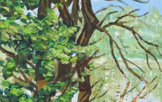 Arató István (1922-2010): Magas vízállás a gödi Duna ágnál. Olaj, farost, jelzett. Fakeretben, 30x40...