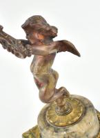 Jelzés nélkül: Hold és Nap allegóriája. Antik bronz, fém és márvány. Kopásokkal, m: 23-24 cm