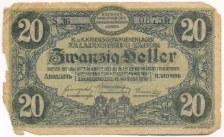 Zalaegerszeg / hadifogolytábor 1916. augusztus 15. 20f arab sorozat és sorszámmal, "S" T:V...