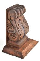 Fali konzol, szobortartó, Faragott fa, 24x15 cm, m: 27 cm