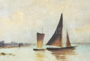 Jelzés nélkül: Vitorlás. Olaj, karton. Fakeretben. 29x41,5 cm