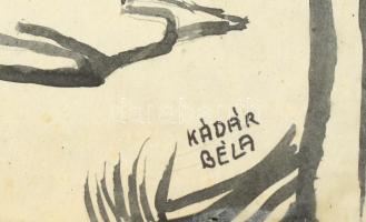 Kádár Béla jelzéssel: Vázlat II. Tus, papír. Üvegezett, sérült keretben. 28x34cm