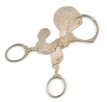 Figurális tojásvágó, kakasos motívummal, fém, kis kopással, h: 13 cm