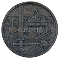 1978. Koronázási jelvények / Budapest 1978. I. 6. nagyméretű ezüstpatinázott bronz emlékplakett (140mm) T:AU patina