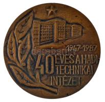 1987. 40 éves a Haditechnikai Intézet kétoldalas, öntött bronz plakett (80mm) T:AU,XF