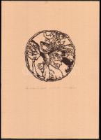 Bálványos Huba (1938-2011). Ad astra I., Cupidó. Linómetszet, merített papír, jelzett, művészpéldány...