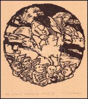 Bálványos Huba (1938-2011). Ad astra X., Személyiség. Linómetszet, merített papír, jelzett, művészpé...