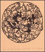 Bálványos Huba (1938-2011). Ad astra III., Trónörökös. Linómetszet, merített papír, jelzett, művészp...