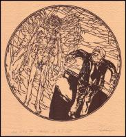 Bálványos Huba (1938-2011). Ad astra VIII., Oktató. Linómetszet, merített papír, jelzett, művészpéld...