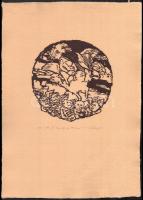 Bálványos Huba (1938-2011). Ad astra X., Személyiség. Linómetszet, merített papír, jelzett, 71/100 számozással, d: 17,5 cm