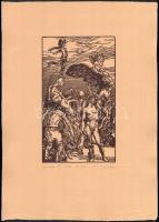 Bálványos Huba (1938-2011). Ad astra XIV., Niké. Linómetszet, merített papír, jelzett, 81/100 számozással, 23,5x14 cm