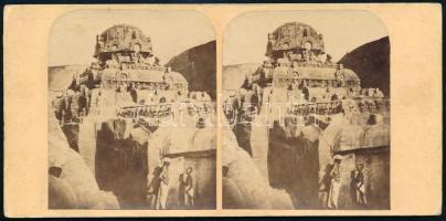 cca 1890 Sztereo felvétel Indiából, 8,2x17 cm