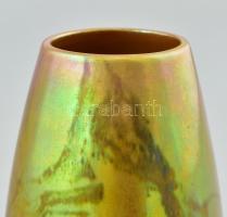 Zsolnay váza, eozinmázas keménycserép, apró karcolásokkal és korának megfelelő máz repedésekkel, jel...