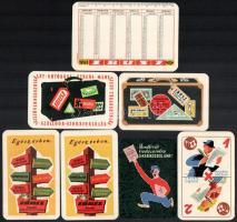 7db 1956-61 közötti kártyanaptár: IBUSZ (5 db), Toto, OTP