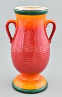 Német retró füles kerámia váza, jelzett, hibátlan, m: 24,5 cm