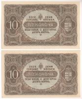 1920. 10K (2x) sorszámkövetők "a 074 994.961 - a 074 994.962" T:AU kissé hullámos papír
A...