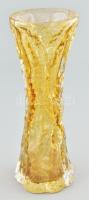 Oberglas, jegeces üveg váza, retró, hibátlan, jelzés nélkül, m: 27 cm