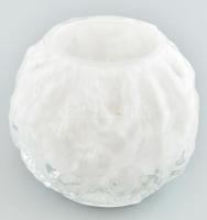 Oberglas, jegeces, kétrétegű üveg váza, retró, hibátlan, jelzés nélkül, m: 8,5 cm