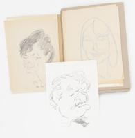Erdei Sándor (1917-2002): össz. 24 db politikai portré karikatúra. Ceruza, tus papír, többségében jelzett. 18x13 cm körüli méretekben. + hozzá néhány másolat is: Antal József, Göncz Áprád, Csurka, Obersovszky Gyula stb Orbán (másolat)