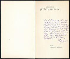 Obersovszky Gyula:Játékos istenek. Csohány Kálmán rajzaival Hn, én. Szerzzői DEDIKÁLT! kiadói papír ...