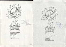 cca 1970 Obersovszky Gyula: Képversek Balla Gitta rajzaival 6 db grafika 1/1. Obersovszky Gyula által dedikáltak