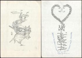 cca 1970 Obersovszky Gyula: Képversek Balla Gitta rajzaival 6 db grafika 1/1. Obersovszky Gyula álta...